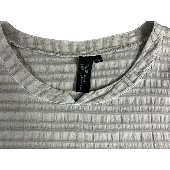 Focus Casual Life Green Preshrunk Textured Gauze Lagenlook Top w Zippers  Size L - Picture 5 of 7